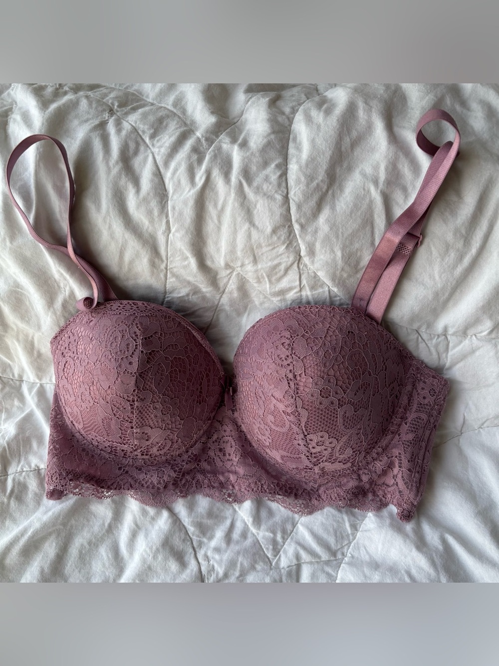 Luxe Lace Balconette Bra in Mauve Pink